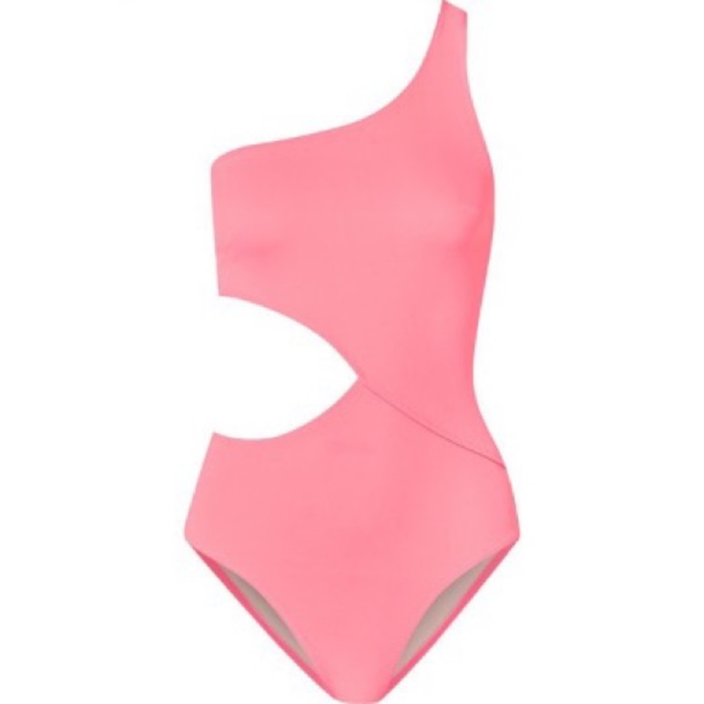Solid & Striped One- Shoulder Cutout Swimsuit(NEW)